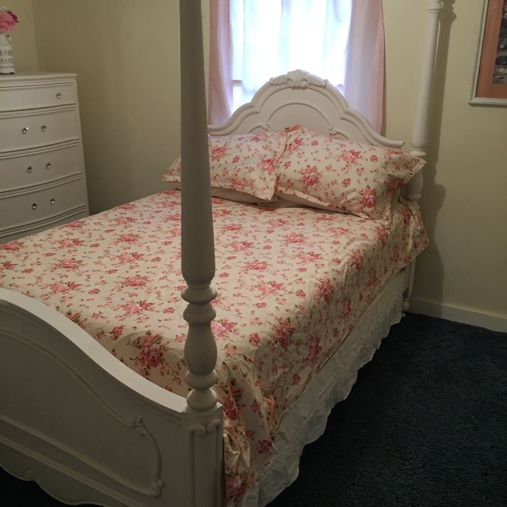 Shabby chic look roses queen duvet set
